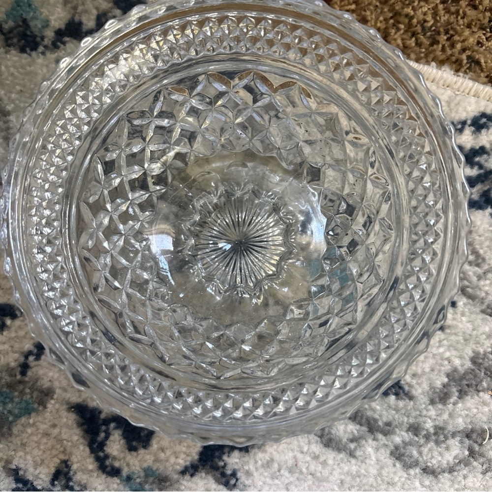 Vintage Clear Pressed Glass Compote Bowl - Elegant Footed Serving Dish - Picture 3 of 7